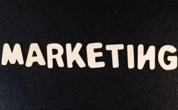 The word "MARKETING" displayed in playful, white letters on a black background.